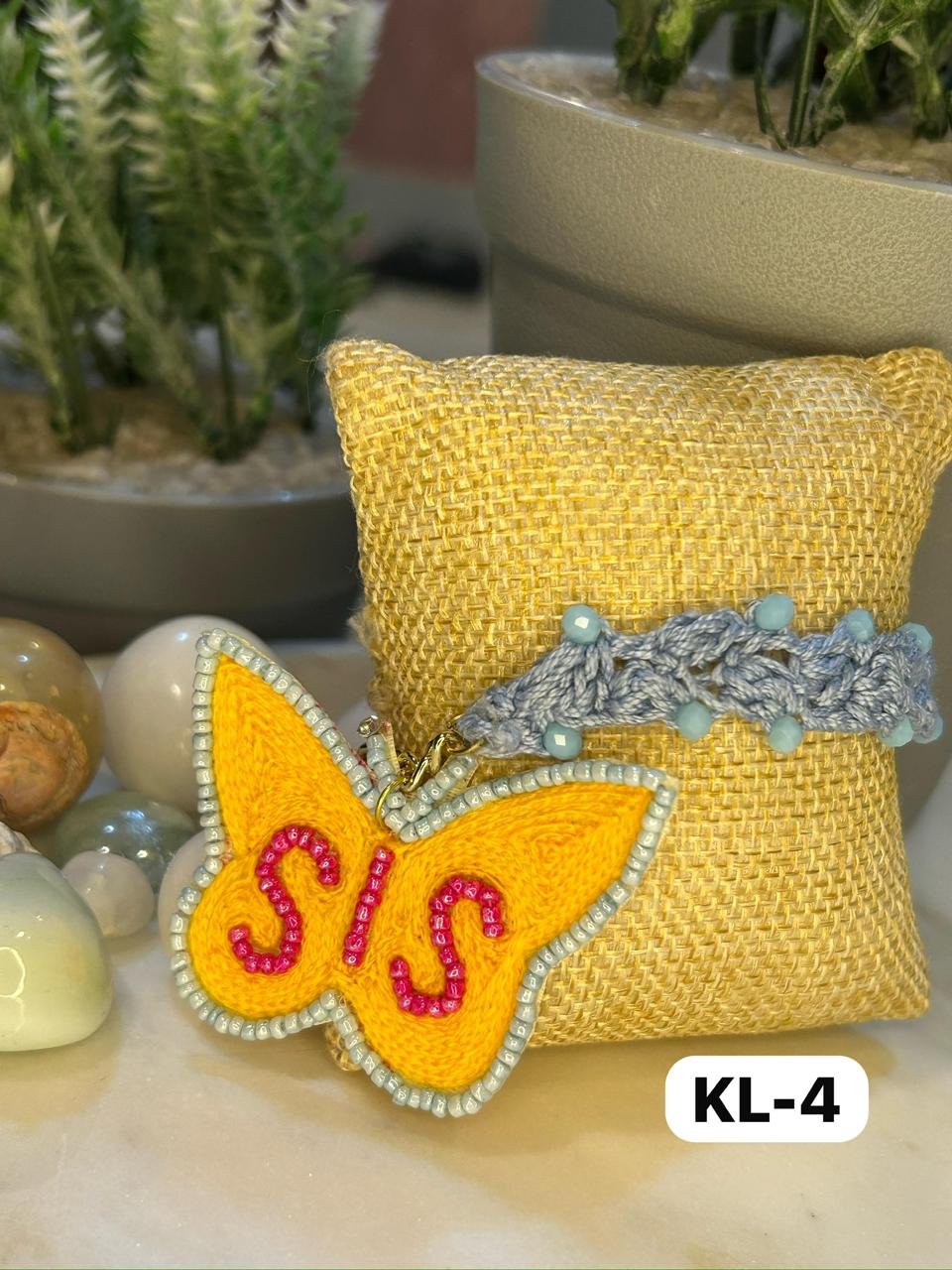 Beaded Blue Butterfly Sister Bracelet Rakhi