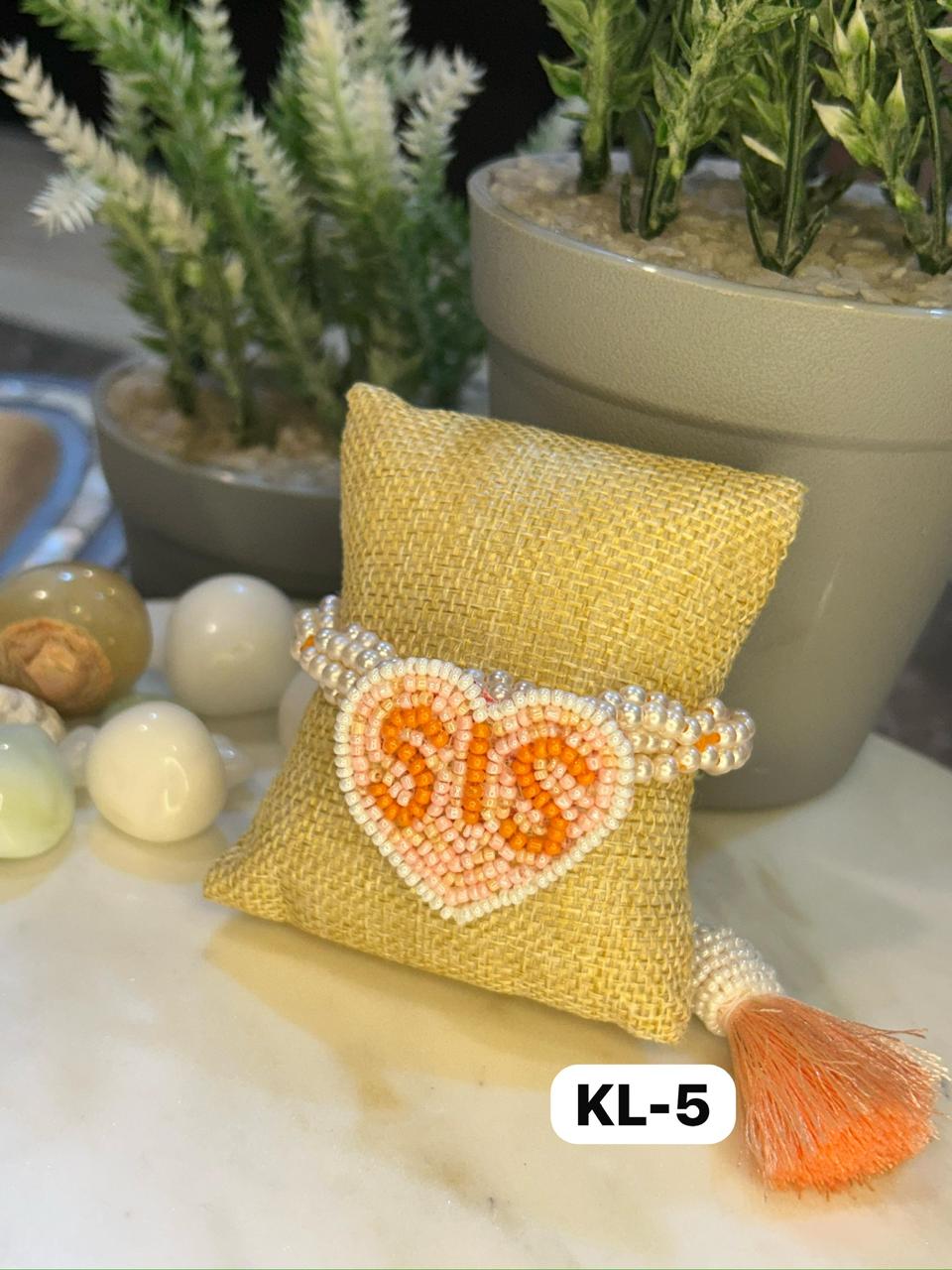 Peach Heart Sister Bracelet Rakhi