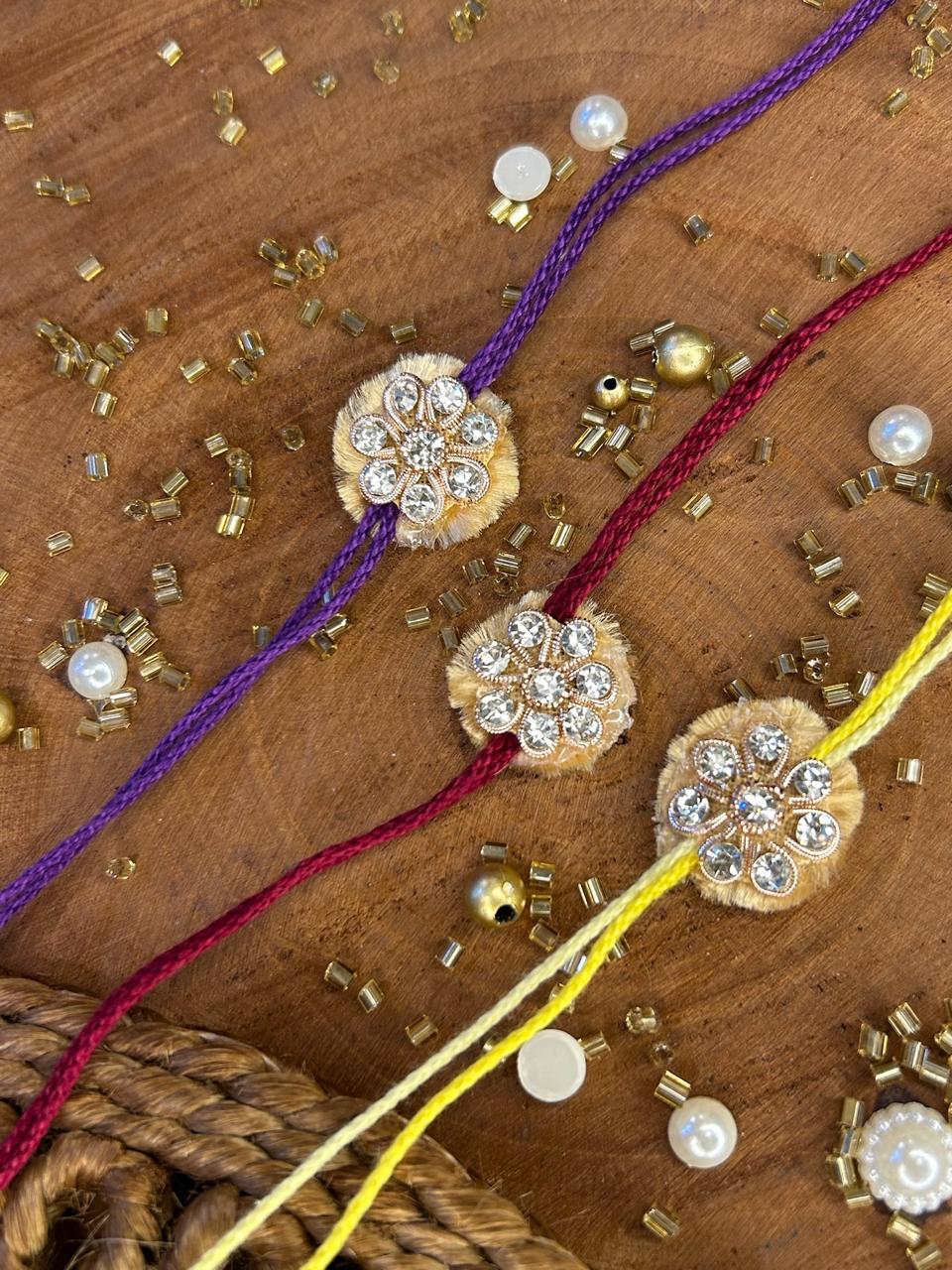 Minimal Resham flower Rakhi (Mix colors)