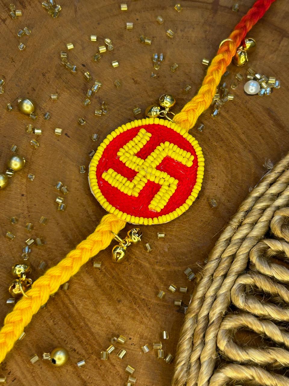 Beaded Swastik Rakhi