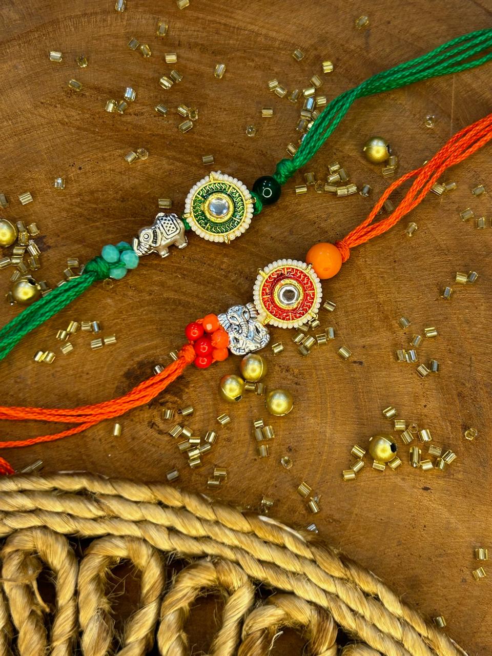 Kundan Ganeshji Rakhi (Mix colors)