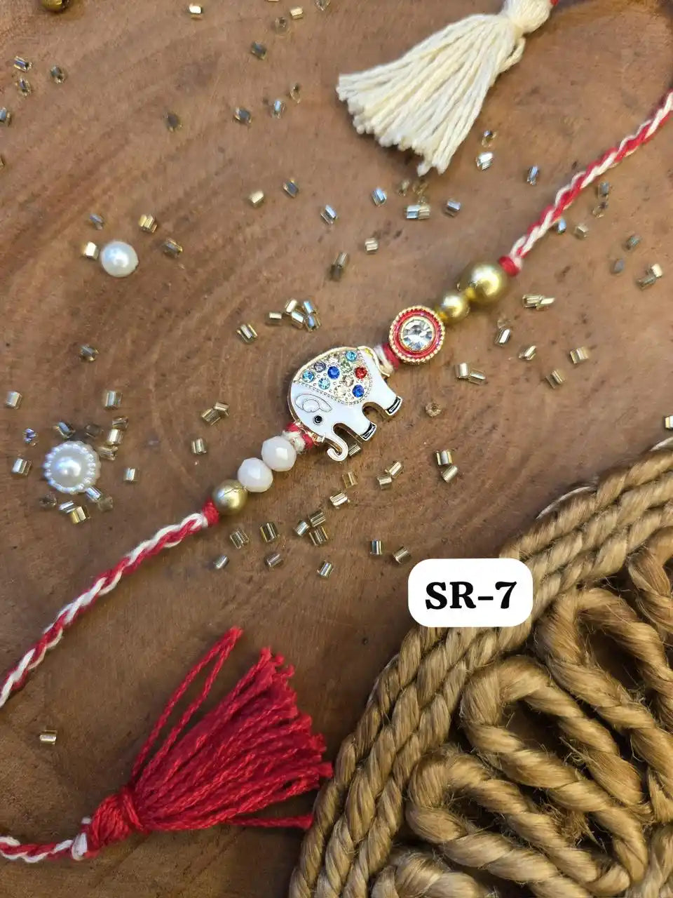 Rajsi Elephant Kundan Tassel Rakhi