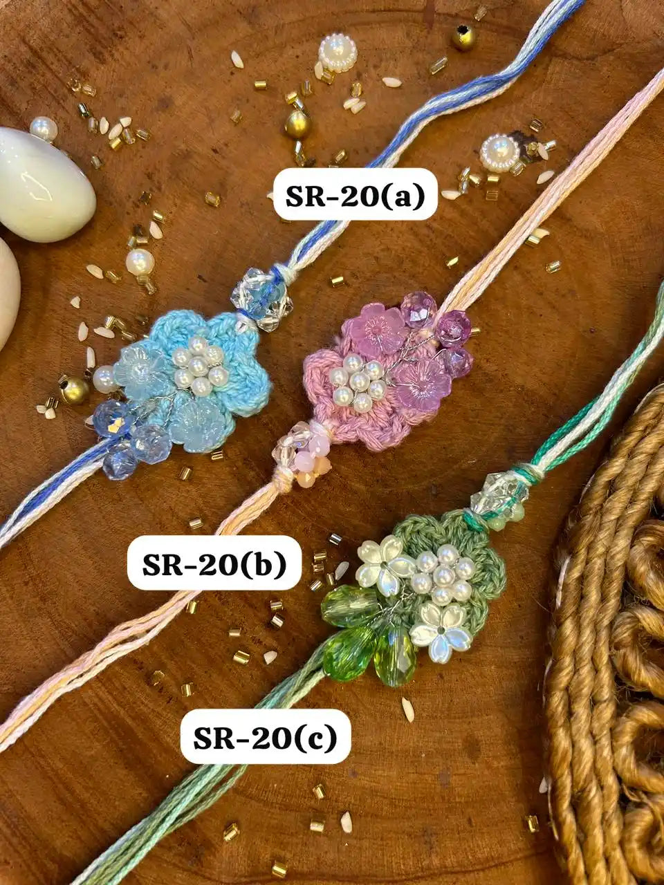 Crochet Pearl Aura Rakhi (Mix colors)