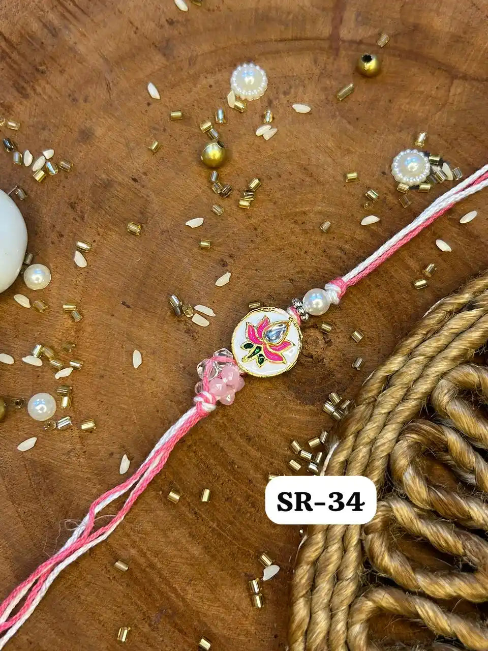 Elegant Lotus Kundan Rakhi