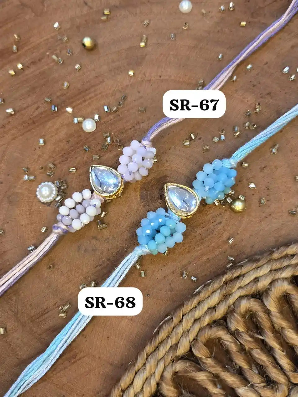 Luxe Pearl Kundan Rakhi (Mix colors)