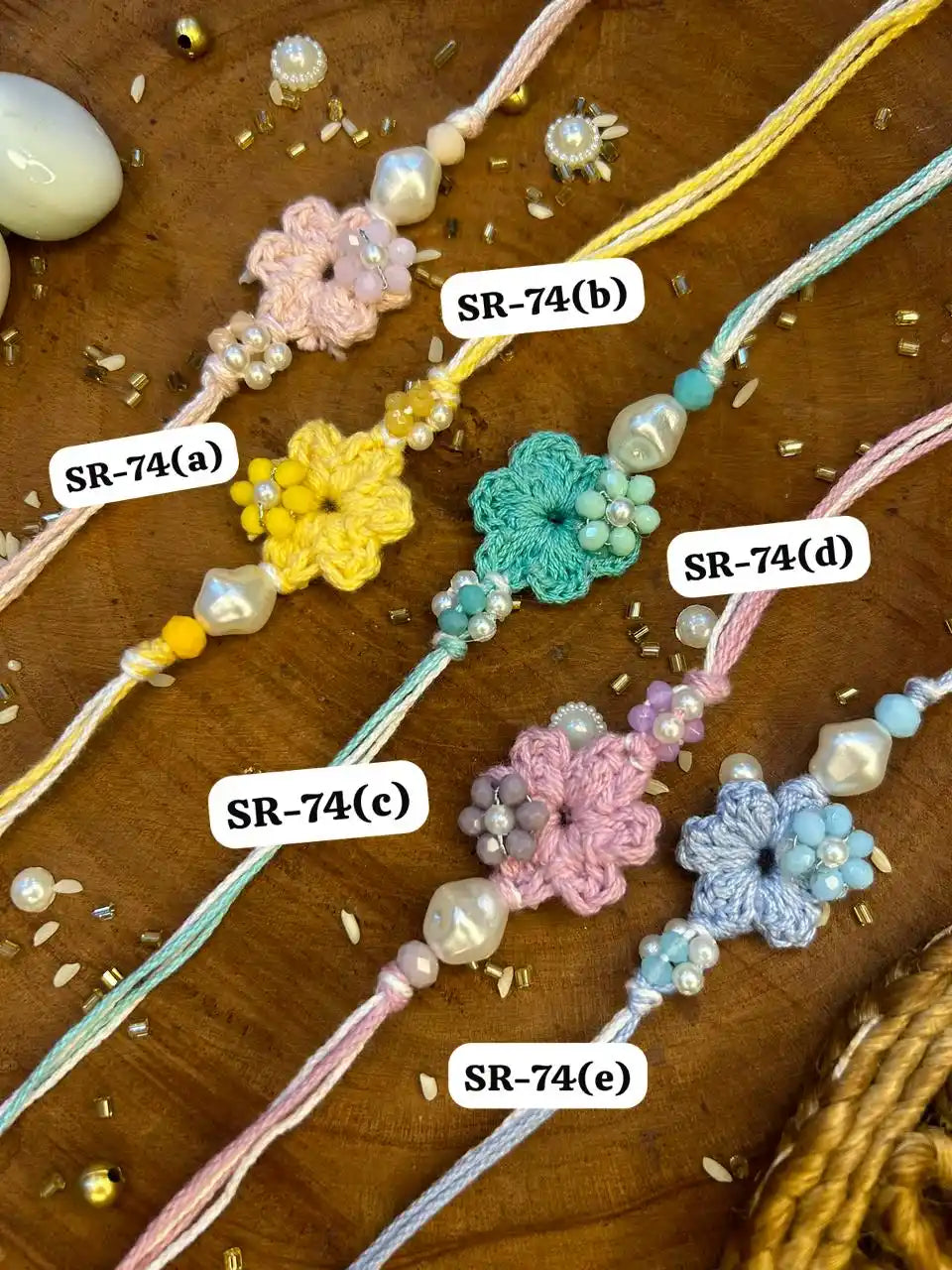 Minimal Crochet Pearl Rakhi (Mix colors)
