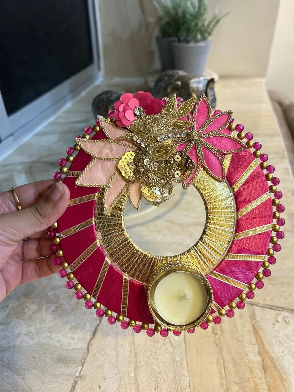 Beaded Zardosi T-light (Set of 2)