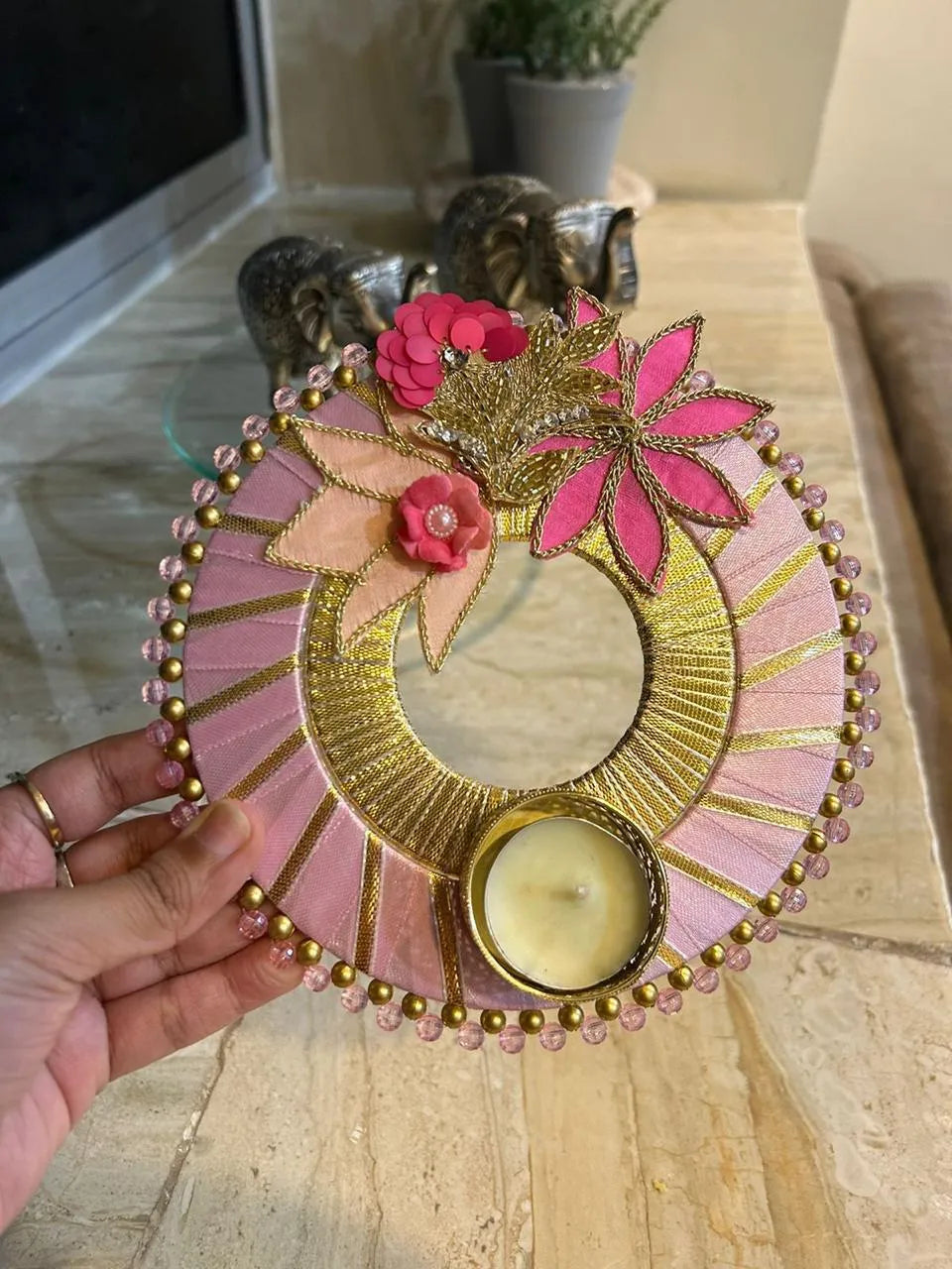 Beaded Zardosi T-light (Set of 2)