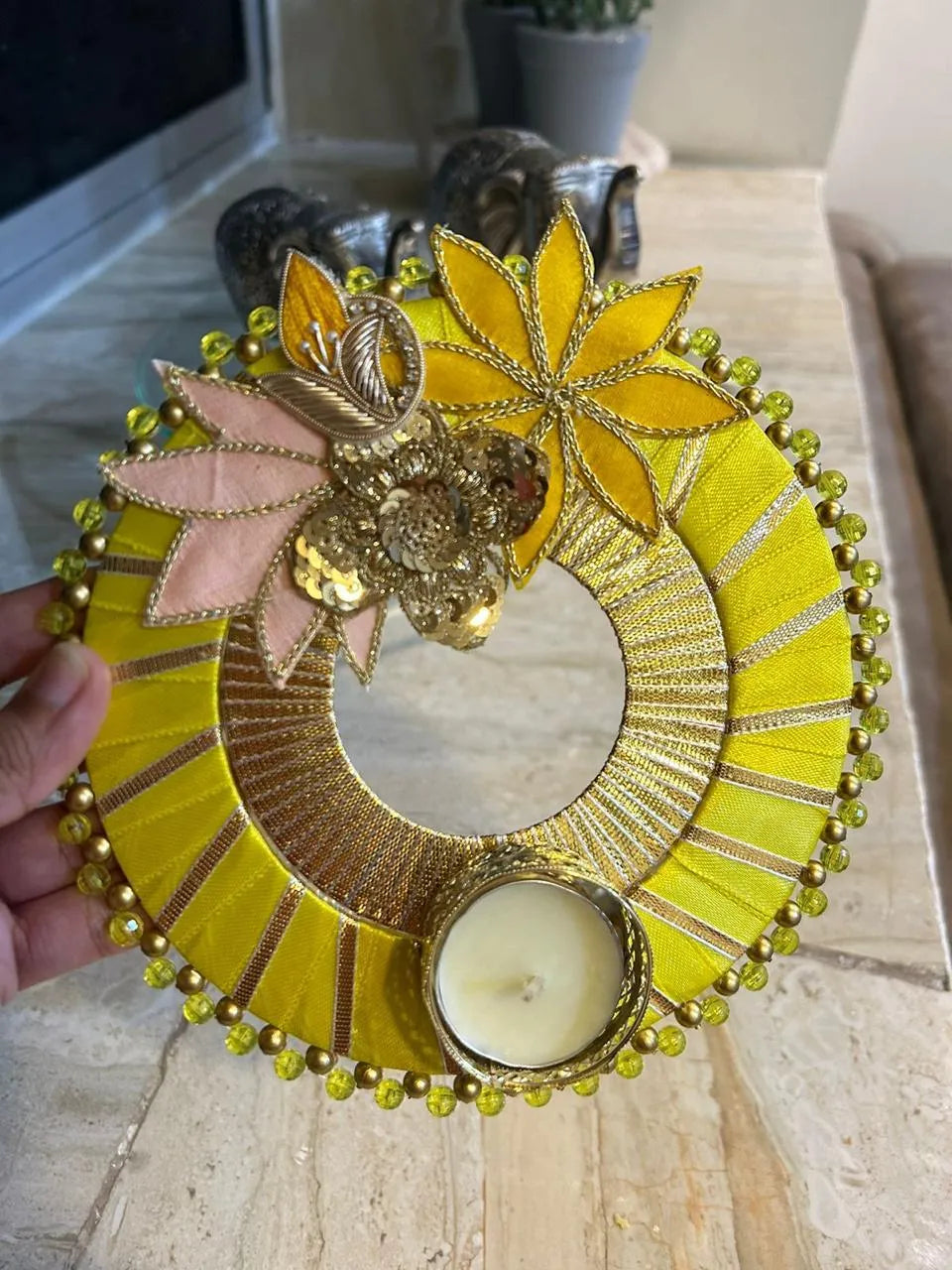 Beaded Zardosi T-light (Set of 2)