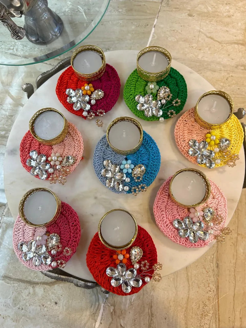 Pretty Handmade Dual Crocia T-light (Set of 2)