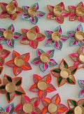 Zardosi flower diya (Set of 2)
