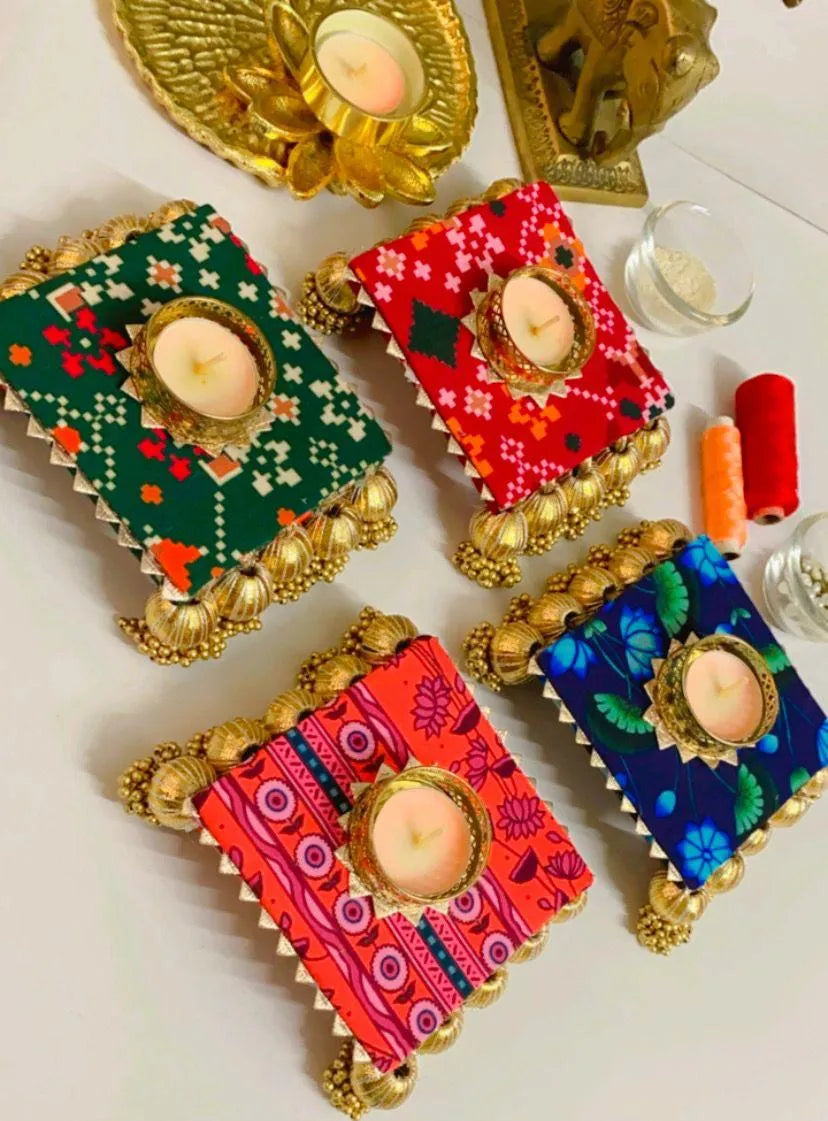 Patola & Pichwai Chowki T-light (Set of 2)