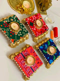 Patola & Pichwai Chowki T-light (Set of 2)