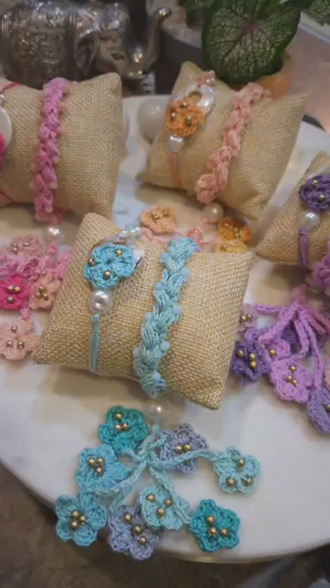 Timeless Crochet Bracelet Rakhi pair in shades