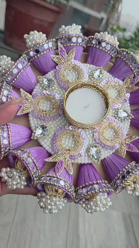 Handcrafted Mirror Cone Zardosi Rangoli Set (Set of 6)