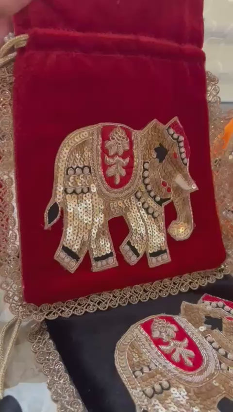 Royal & traditional Zardosi elephant potli