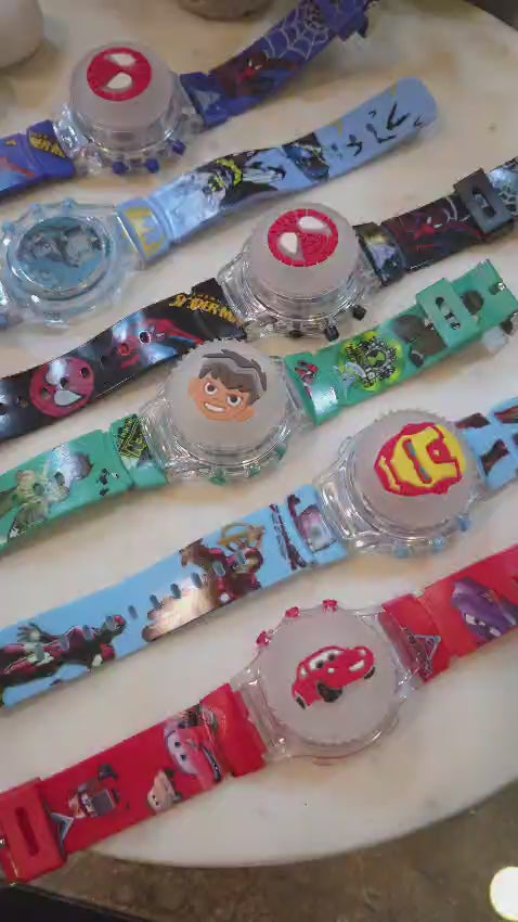 Fun Cartoon Watch Rakhi with Spinner & Light