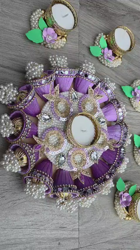 Handcrafted Mirror Cone Zardosi Rangoli Set (Set of 6)