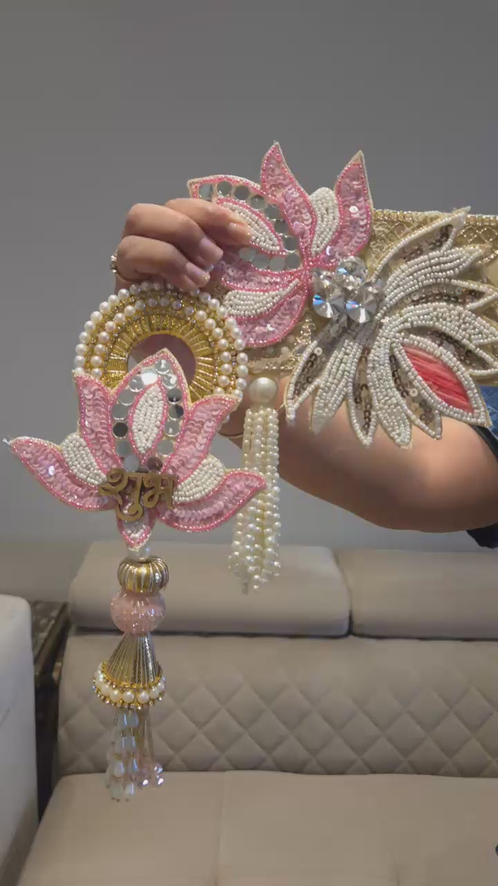 Luxe Pearl Lotus Bandhanwar & Hanging pair set