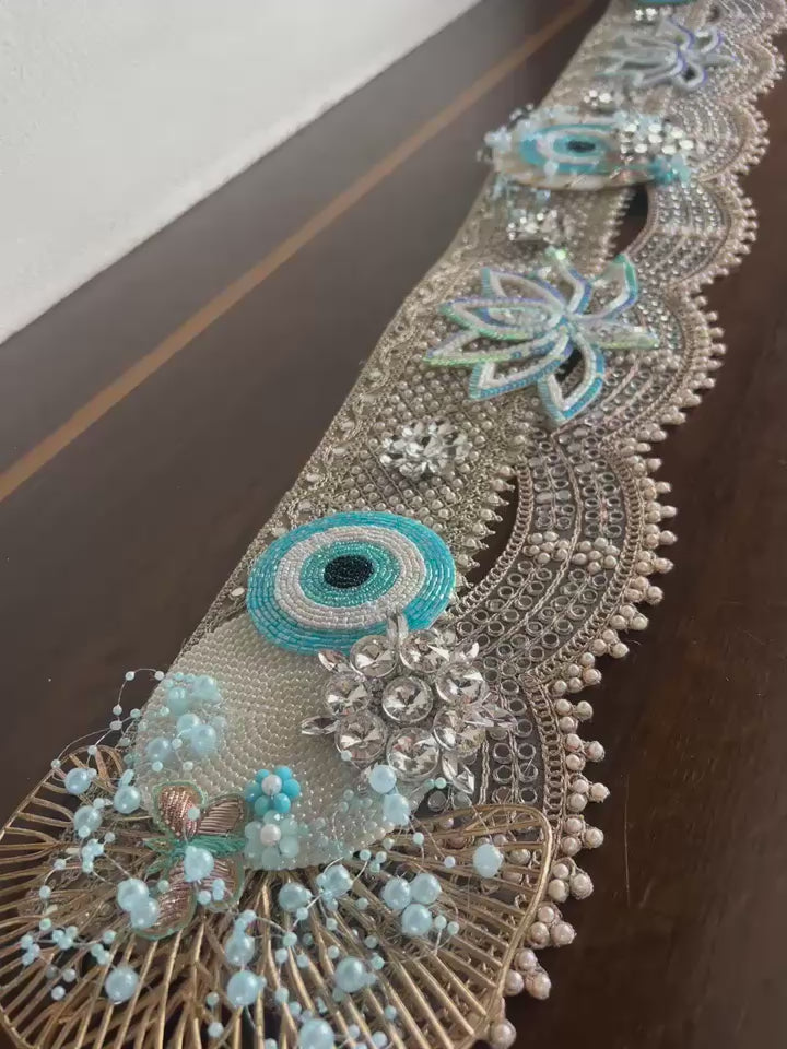 Embellished Beaded Evil-Eye Bandhanwar (Light Blue)