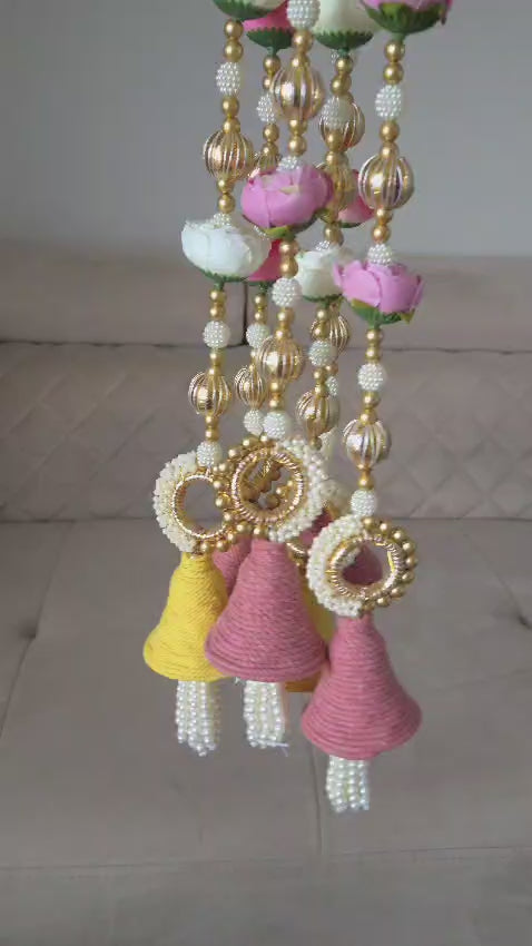 Floral Macrame Bell Hanging Pair