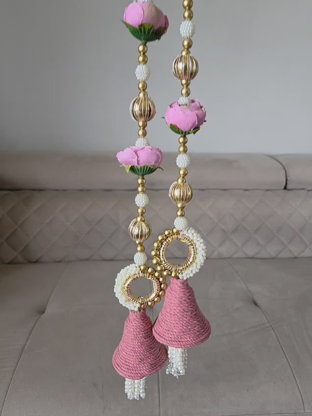 Floral Macrame Bell Hanging Pair