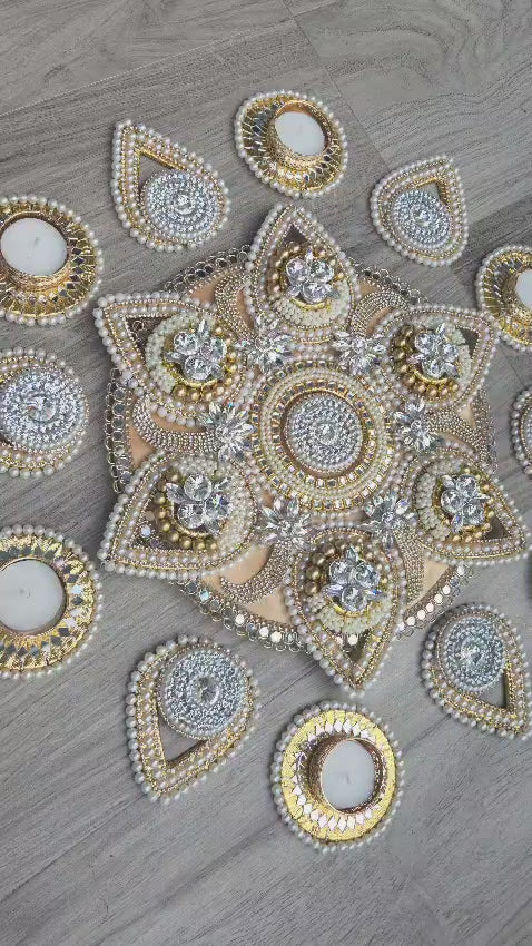 Kundan Pearl Grandeur Rangoli set