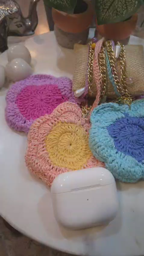 Eye-catching Crocia Flower Bracelet Bag Charm in shades of blue
