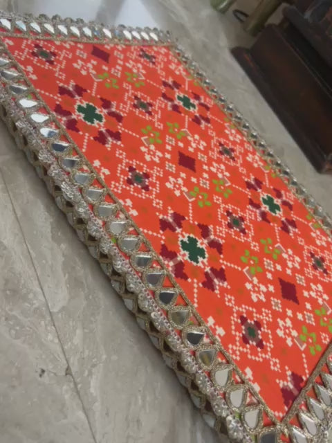 Shubh-Aarambh Patola Chowki set (Set of 3)