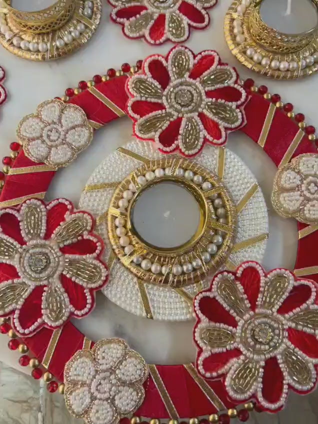 Threadwork Pearl Beaded Rangoli set (Set of 6)