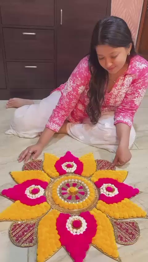 Blooming Lotus Pompom Rangoli Set