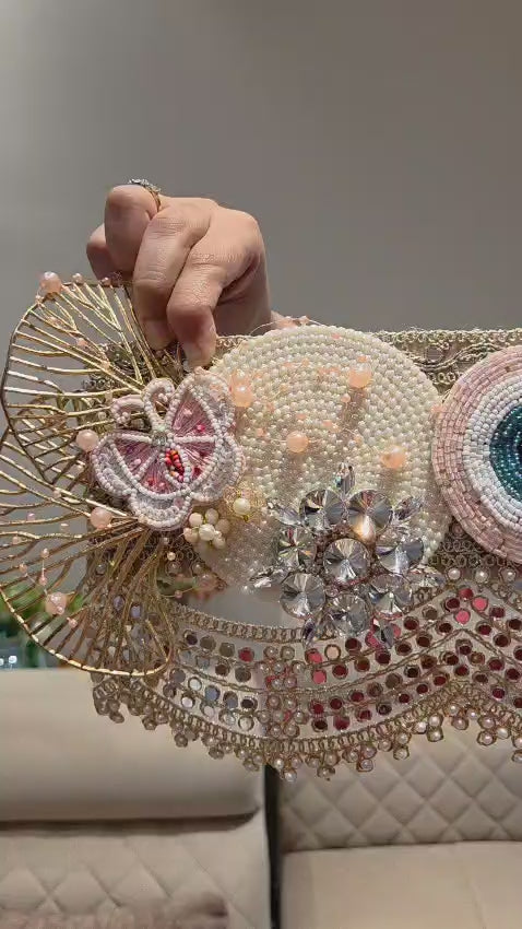 Embellished Beaded Evil-Eye Bandhanwar (LIGHT PINK)