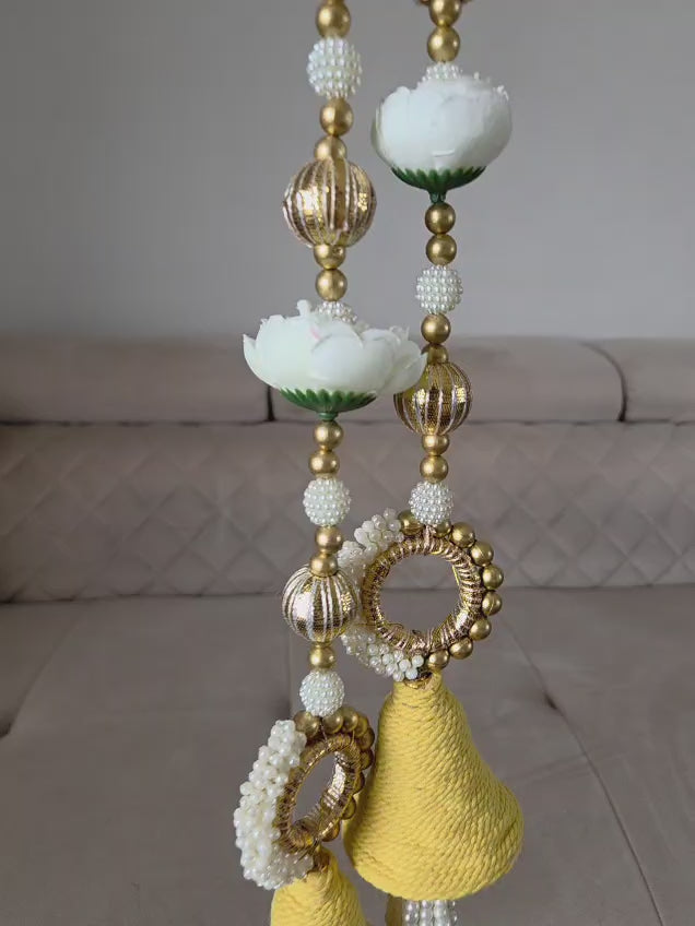 Floral Macrame Bell Hanging Pair