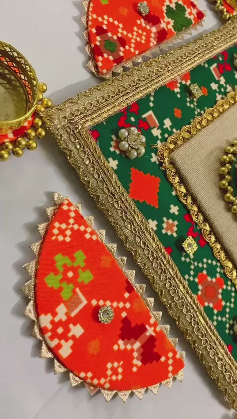 Gota Patola Square Rangoli Set (Set of 7)