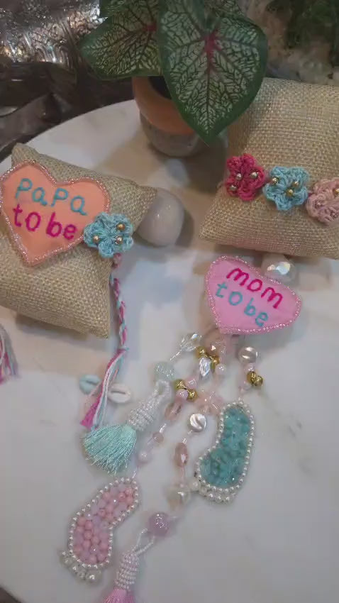 Designer Mom to Be & Papa to Be Bracelet Rakhi Pair