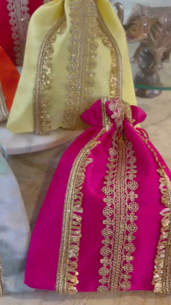 Gota-detailed Raw Silk Bags (Mix colors)