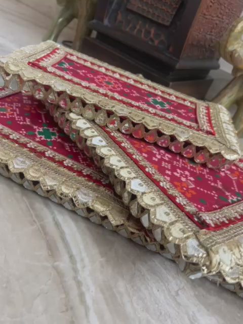 Shubh-Aarambh Patola Chowki set (Set of 3)