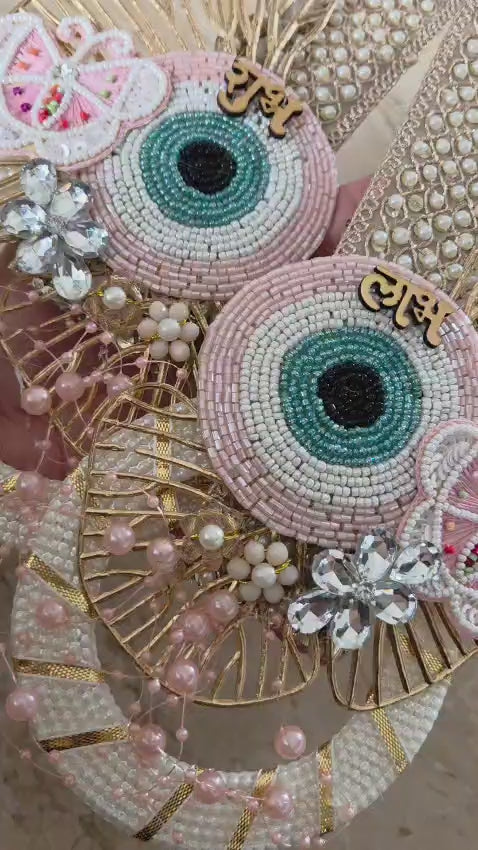 Pretty Kundan Butterfly Evil-Eye Hanging Pair