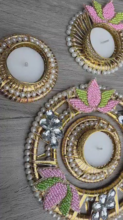 Budgeted Beaded Lotus Rangoli Set (Set of 6)