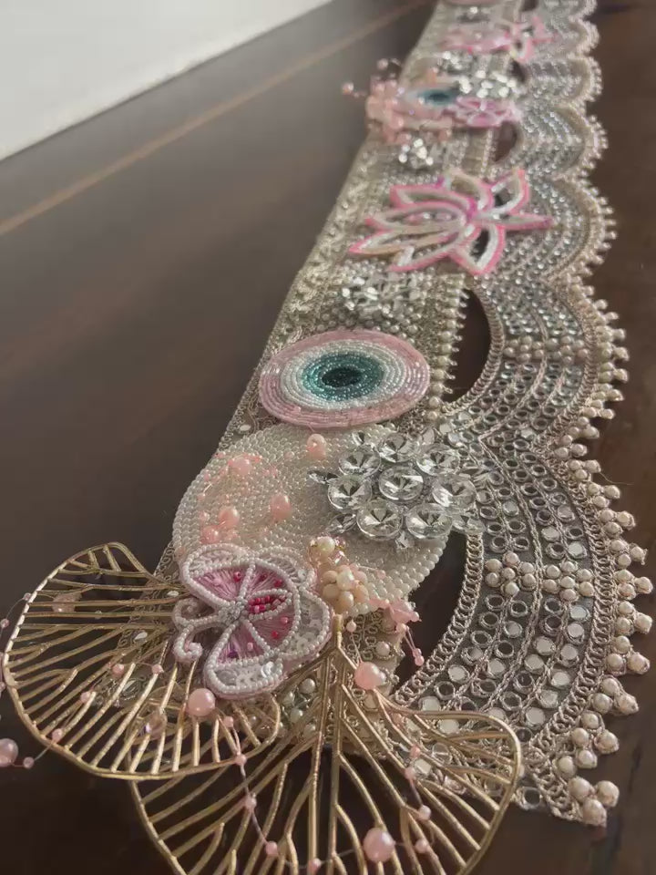Embellished Beaded Evil-Eye Bandhanwar (LIGHT PINK)