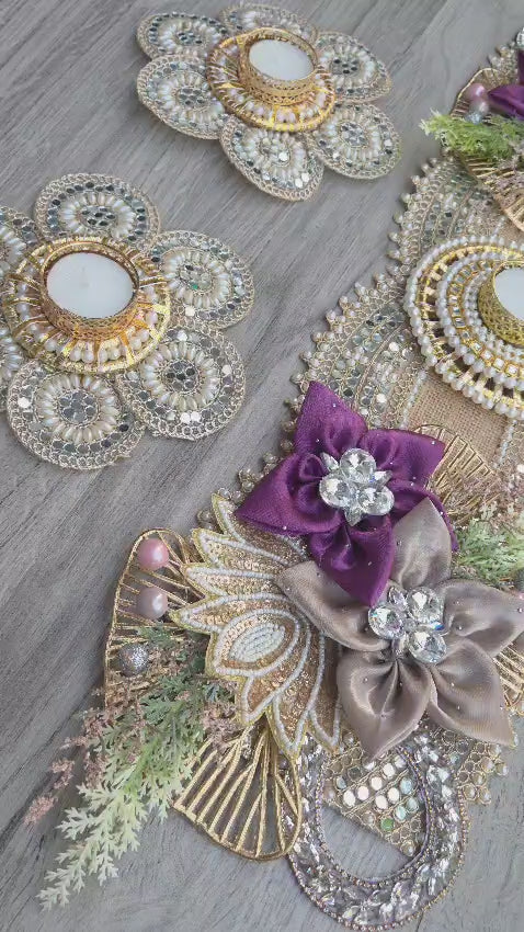 Royale Kundan Floral Table Runner