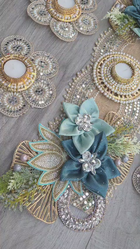 Royale Kundan Floral Table Runner