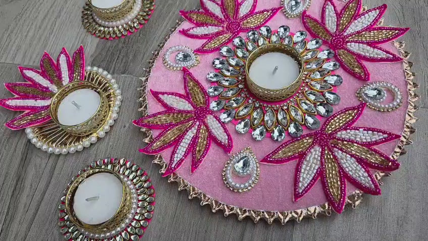 Traditional Beaded Lotus Rangoli Set (Set of 6)