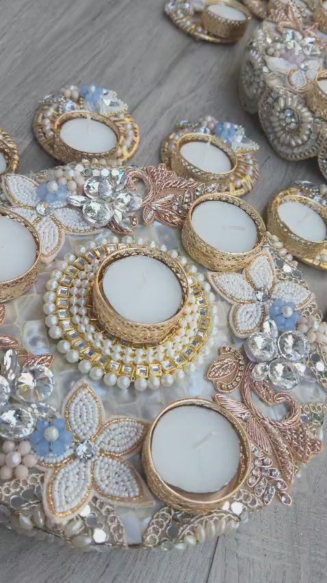 Pearl Aura Mother of Pearl Chowki Rangoli set