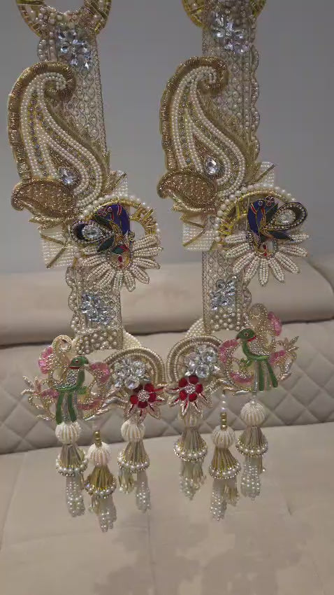 Royale Zardosi Mayur & Parrot Hanging pair