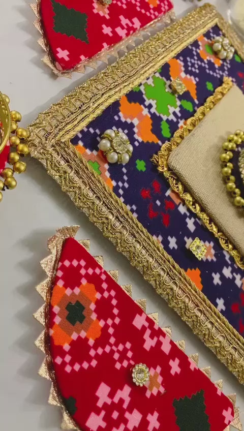 Gota Patola Square Rangoli Set (Set of 7)